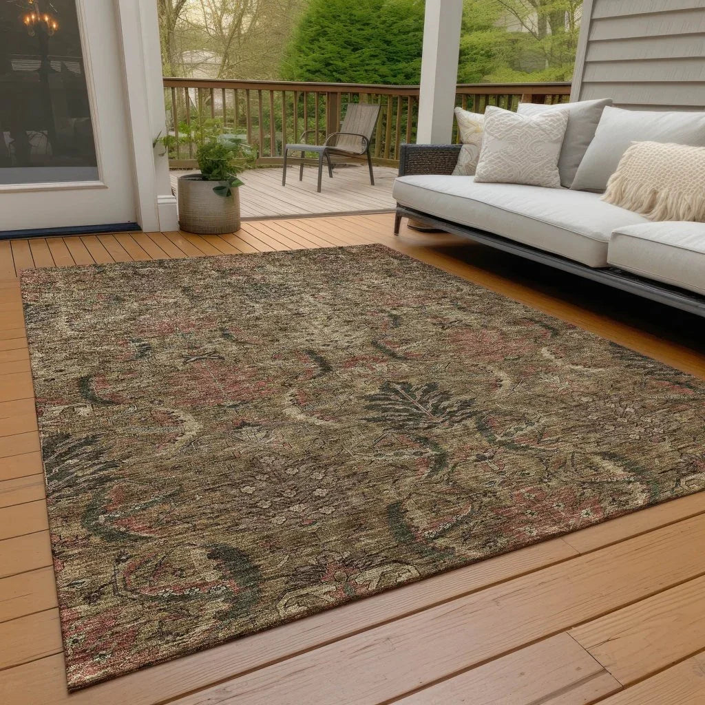 LOOMLAN Rugs Rustica Brown Washable Indoor-Outdoor Rug