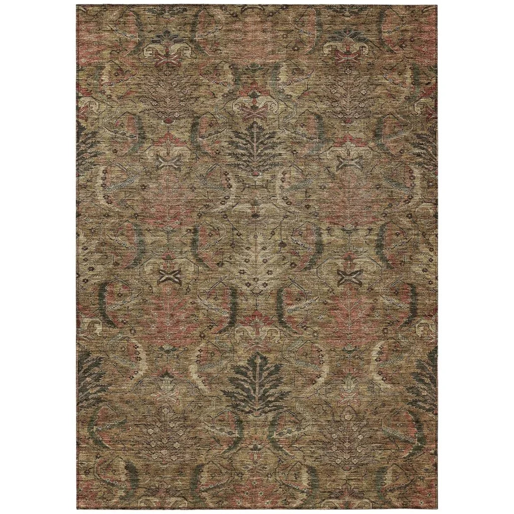 LOOMLAN Rugs Rustica Brown Washable Indoor-Outdoor Rug