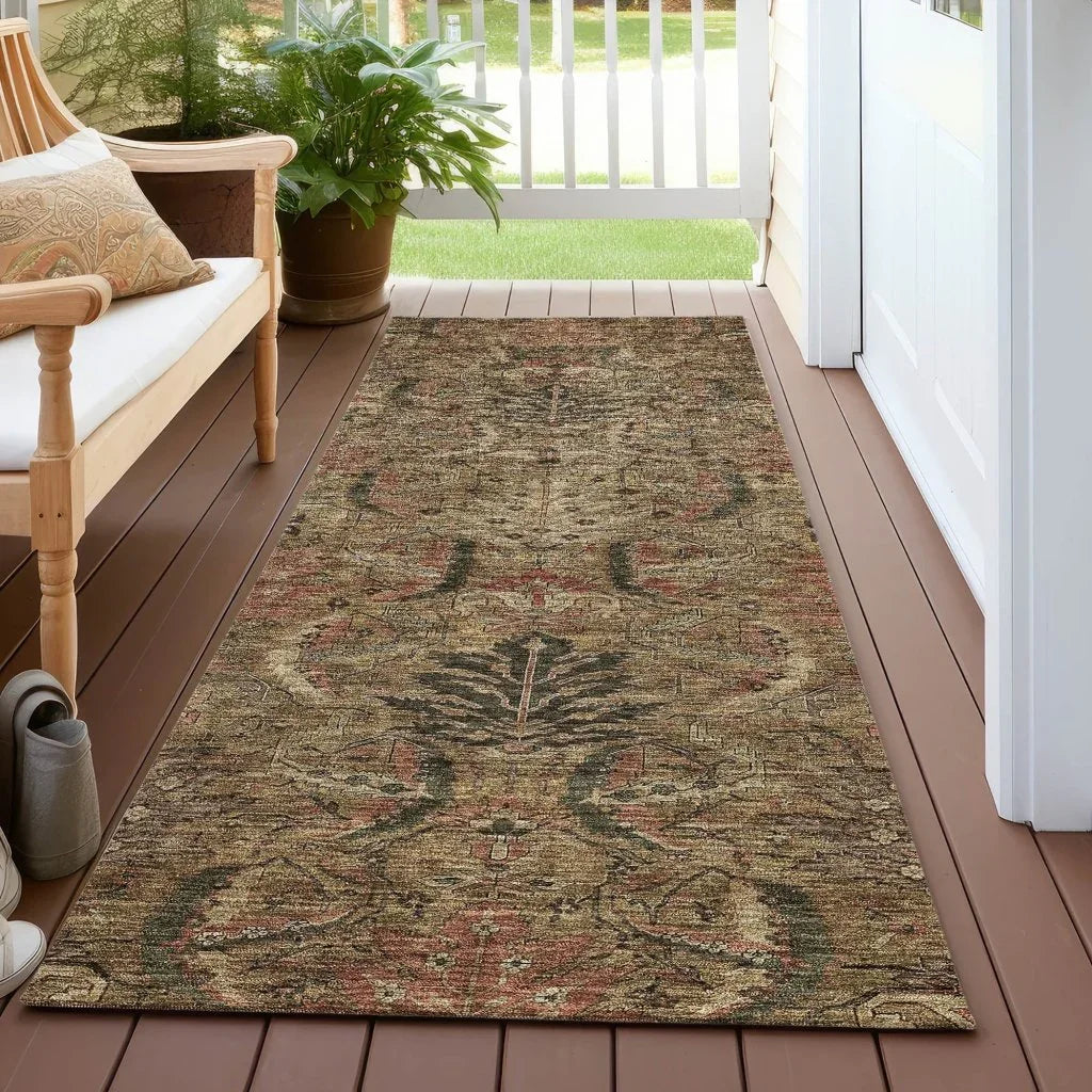 LOOMLAN Rugs Rustica Brown Washable Indoor-Outdoor Rug
