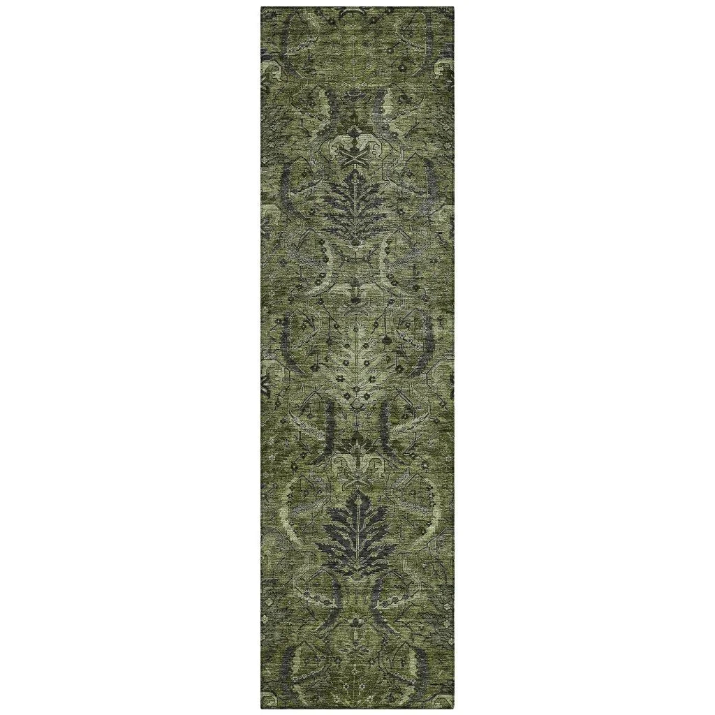 LOOMLAN Rugs Rustica Green Washable Indoor-Outdoor Rug