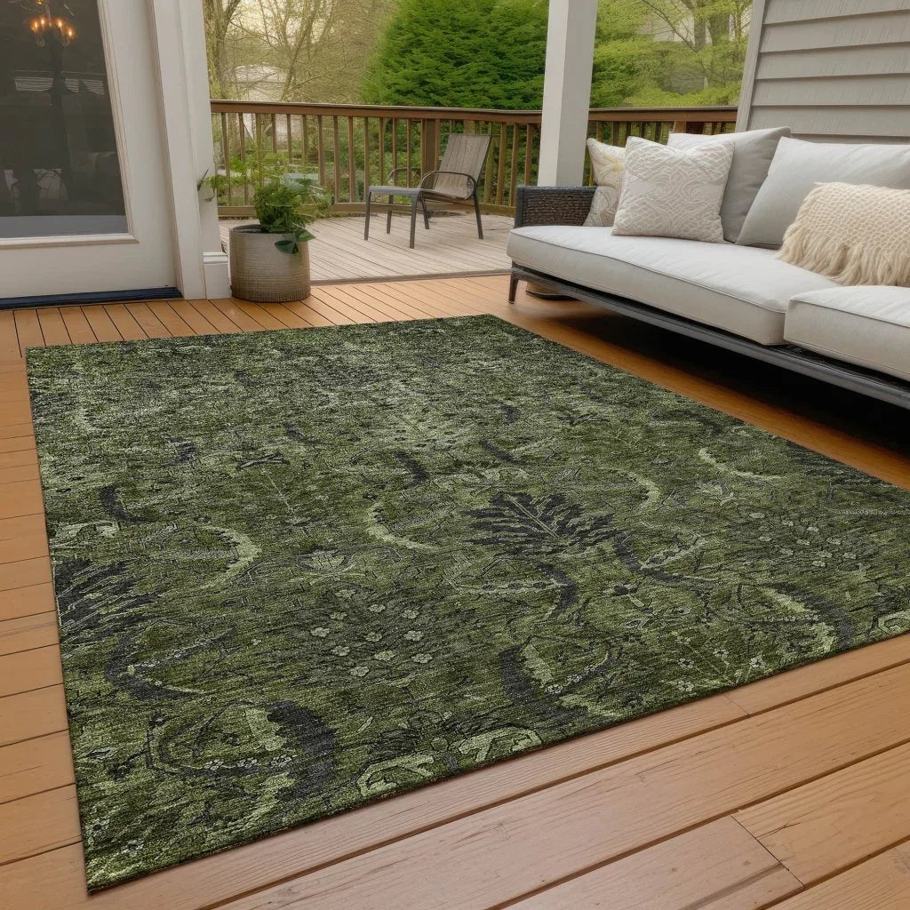 LOOMLAN Rugs Rustica Green Washable Indoor-Outdoor Rug