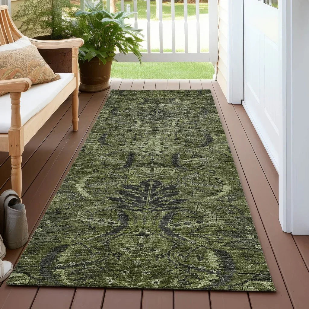 LOOMLAN Rugs Rustica Green Washable Indoor-Outdoor Rug