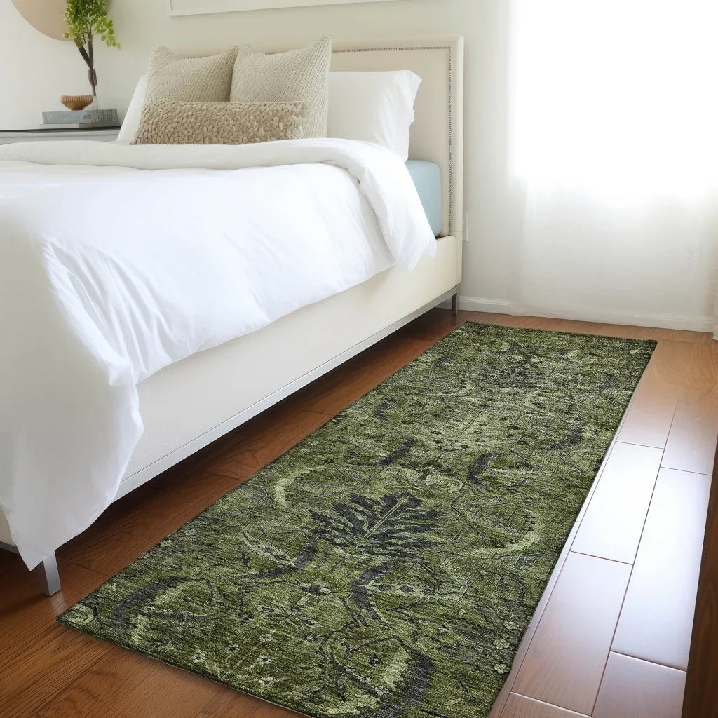 LOOMLAN Rugs Rustica Green Washable Indoor-Outdoor Rug