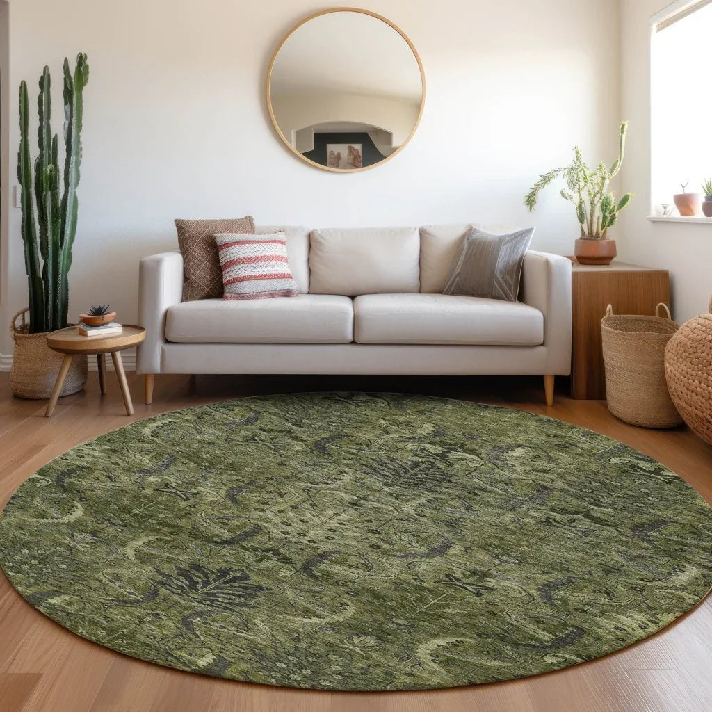 LOOMLAN Rugs Rustica Green Washable Indoor-Outdoor Rug