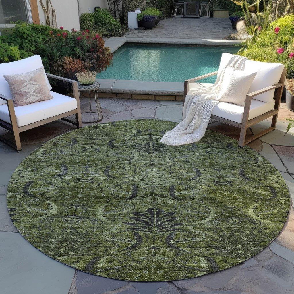 LOOMLAN Rugs Rustica Green Washable Indoor-Outdoor Rug