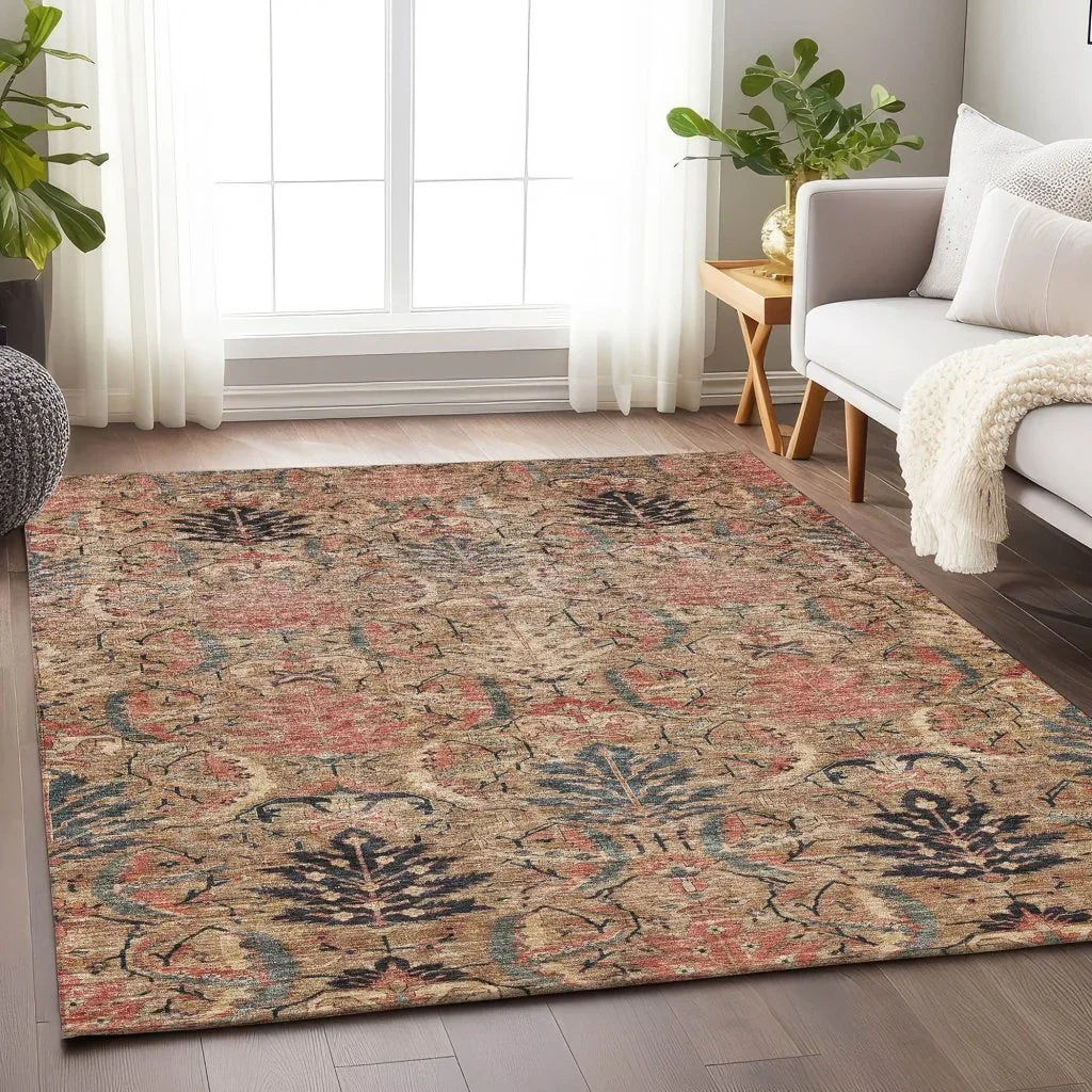 LOOMLAN Rugs Rustica Khaki Washable Indoor-Outdoor Rug