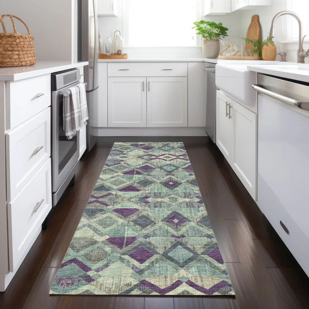 LOOMLAN Rugs Rustira Blue Washable Indoor-Outdoor Rug