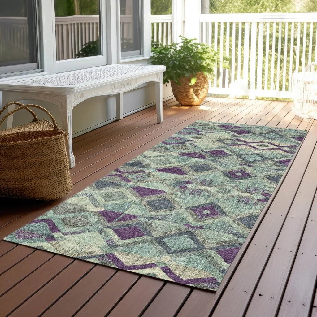 LOOMLAN Rugs Rustira Blue Washable Indoor-Outdoor Rug