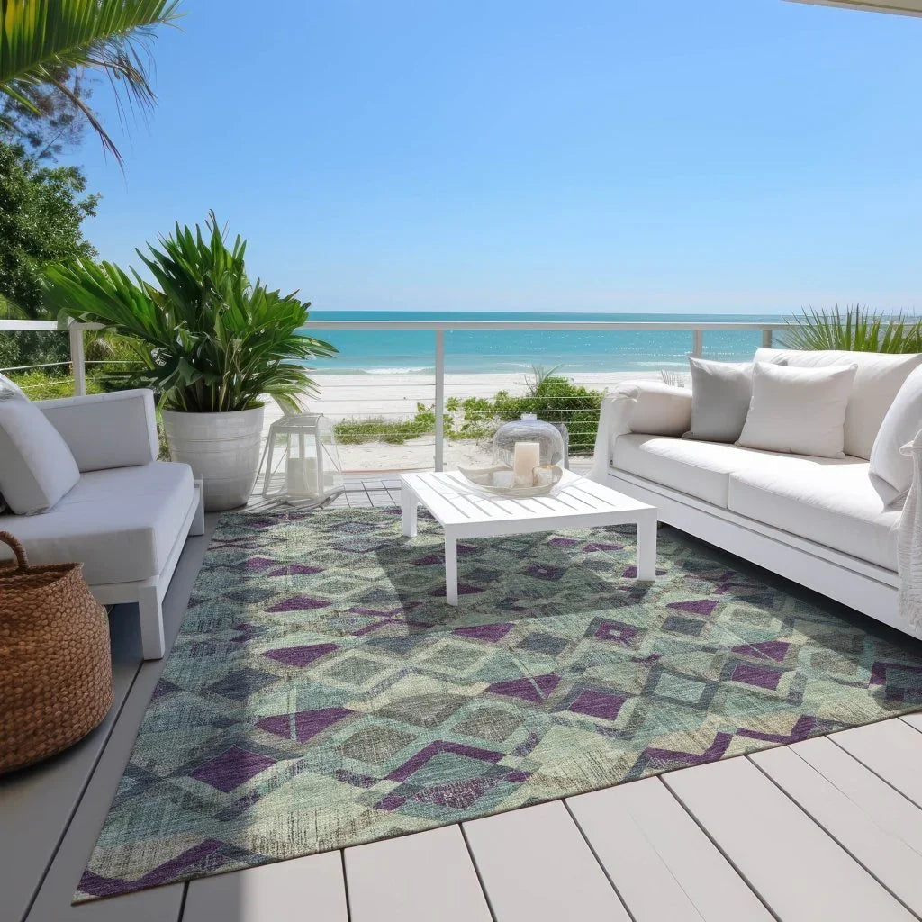 LOOMLAN Rugs Rustira Blue Washable Indoor-Outdoor Rug