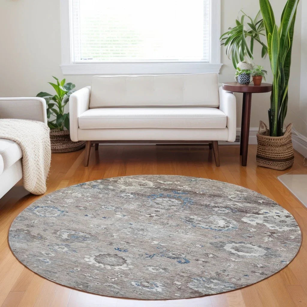 LOOMLAN Rugs Ruvina Brown Washable Indoor-Outdoor Rug
