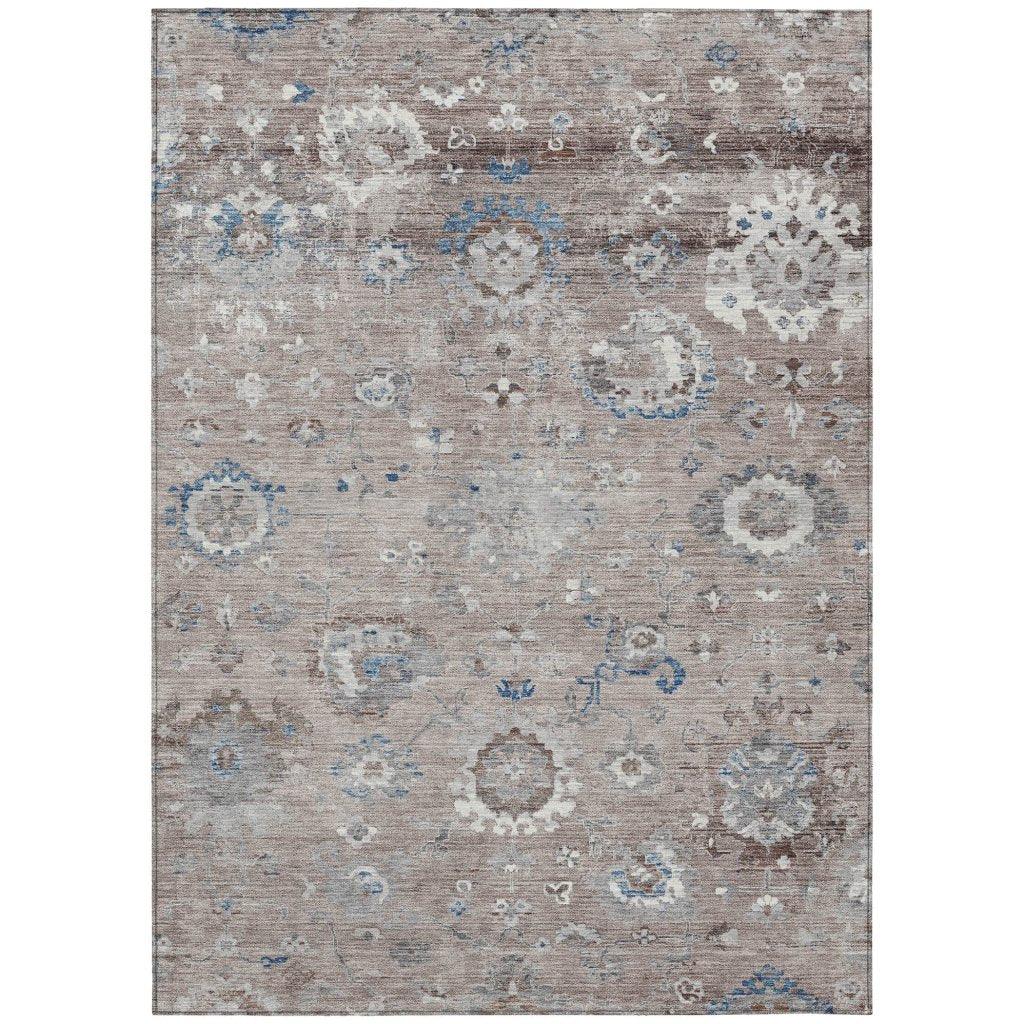 LOOMLAN Rugs Ruvina Brown Washable Indoor-Outdoor Rug