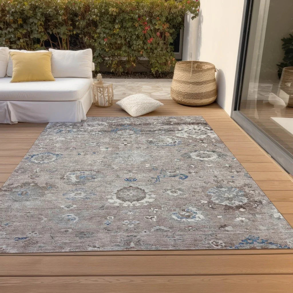 LOOMLAN Rugs Ruvina Brown Washable Indoor-Outdoor Rug