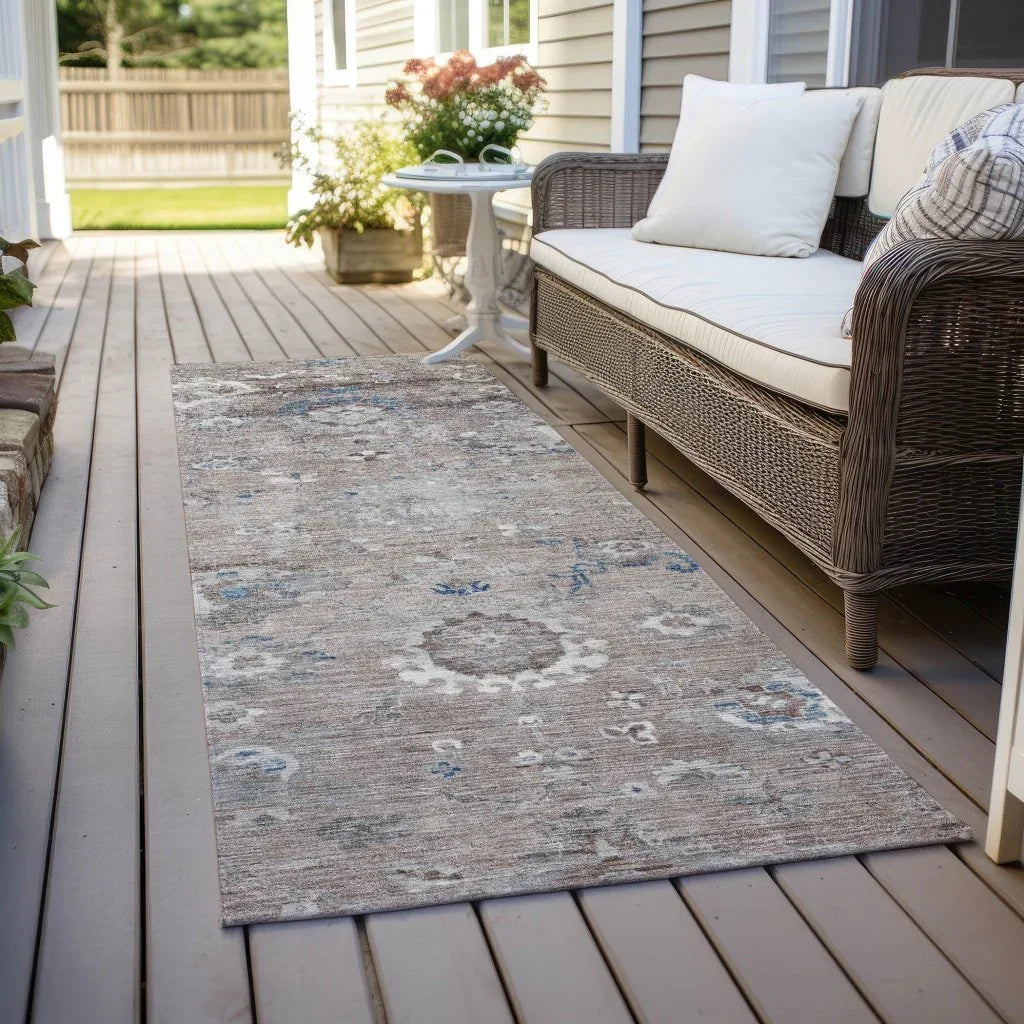 LOOMLAN Rugs Ruvina Brown Washable Indoor-Outdoor Rug