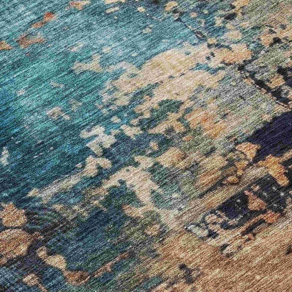 LOOMLAN Rugs Sadeeya Teal Washable Indoor-Outdoor Rug