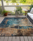 LOOMLAN Rugs Sadeeya Teal Washable Indoor-Outdoor Rug