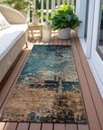 LOOMLAN Rugs Sadeeya Teal Washable Indoor-Outdoor Rug