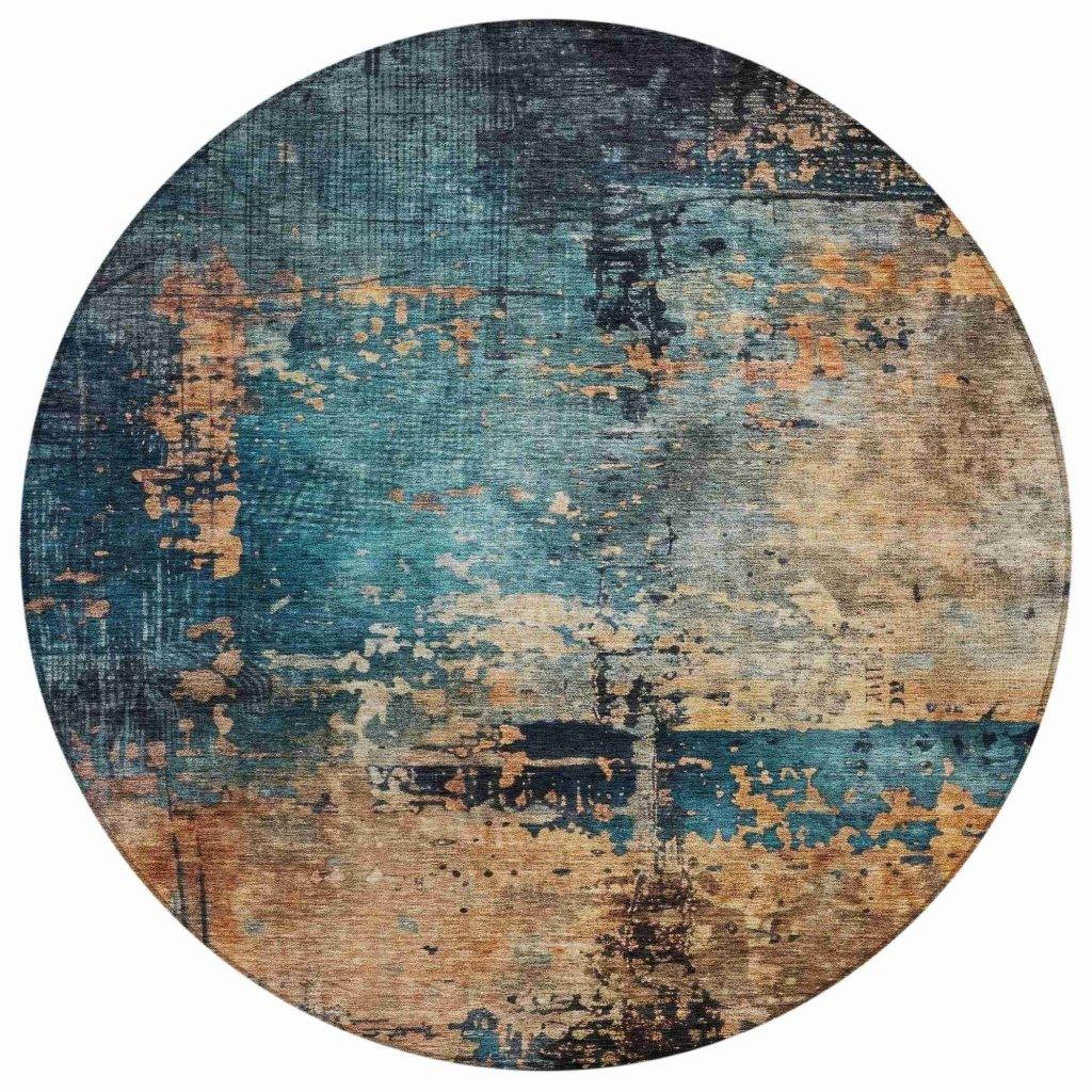 LOOMLAN Rugs Sadeeya Teal Washable Indoor-Outdoor Rug