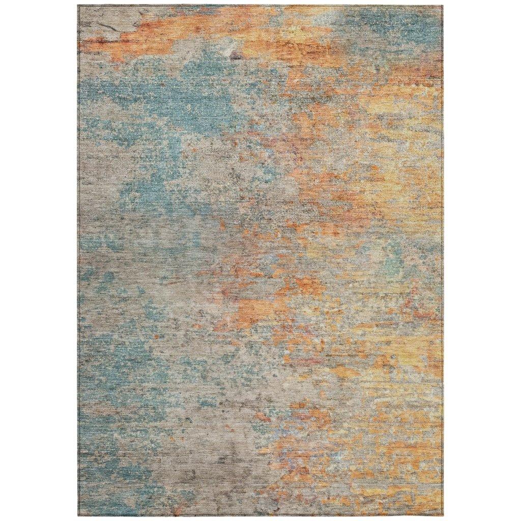 LOOMLAN Rugs Safina Teal Washable Indoor-Outdoor Rug