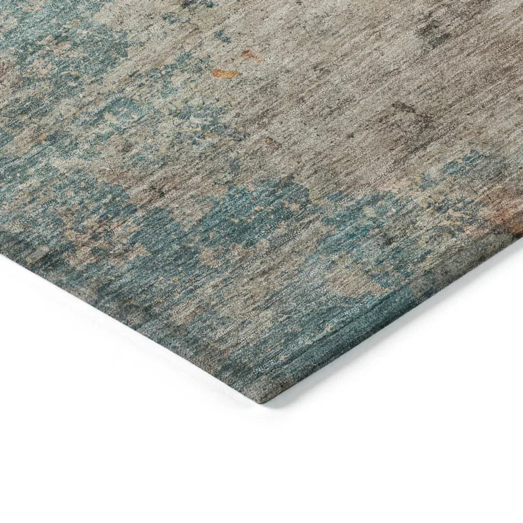 LOOMLAN Rugs Safina Teal Washable Indoor-Outdoor Rug