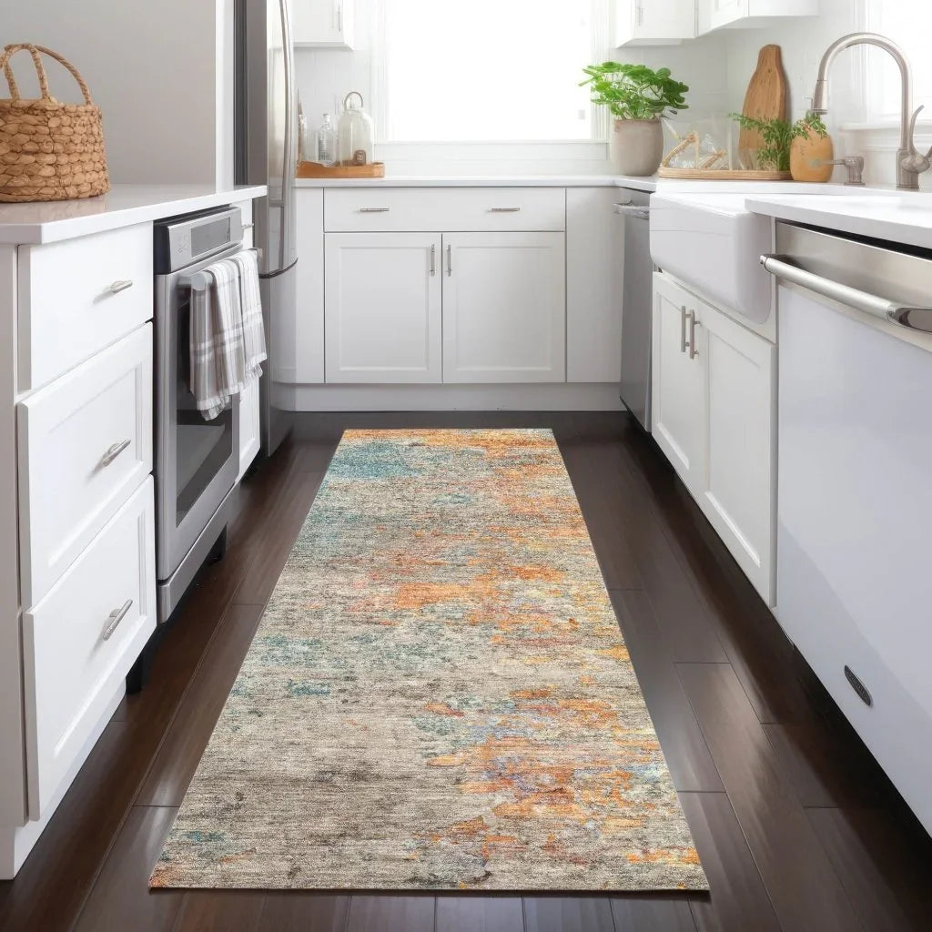 LOOMLAN Rugs Safina Teal Washable Indoor-Outdoor Rug