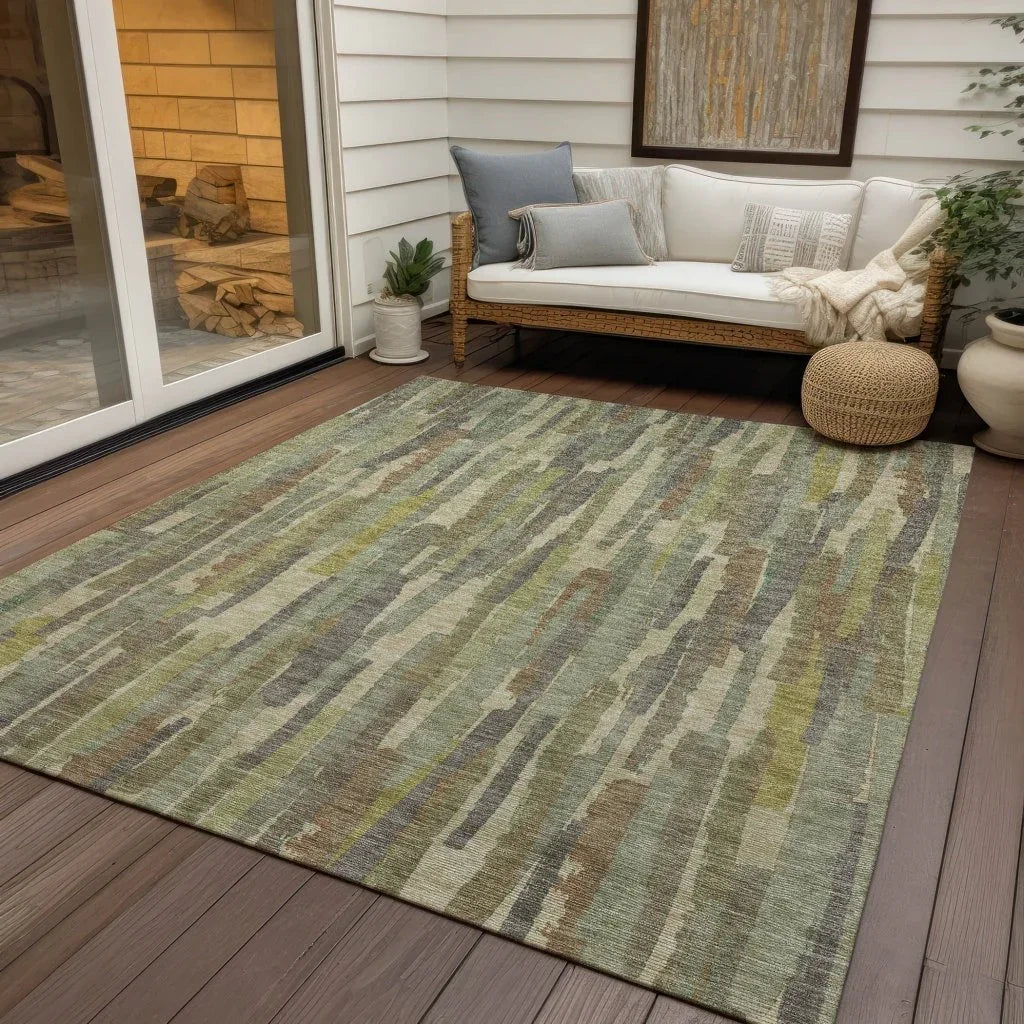 LOOMLAN Rugs Saharae Green Washable Indoor-Outdoor Rug