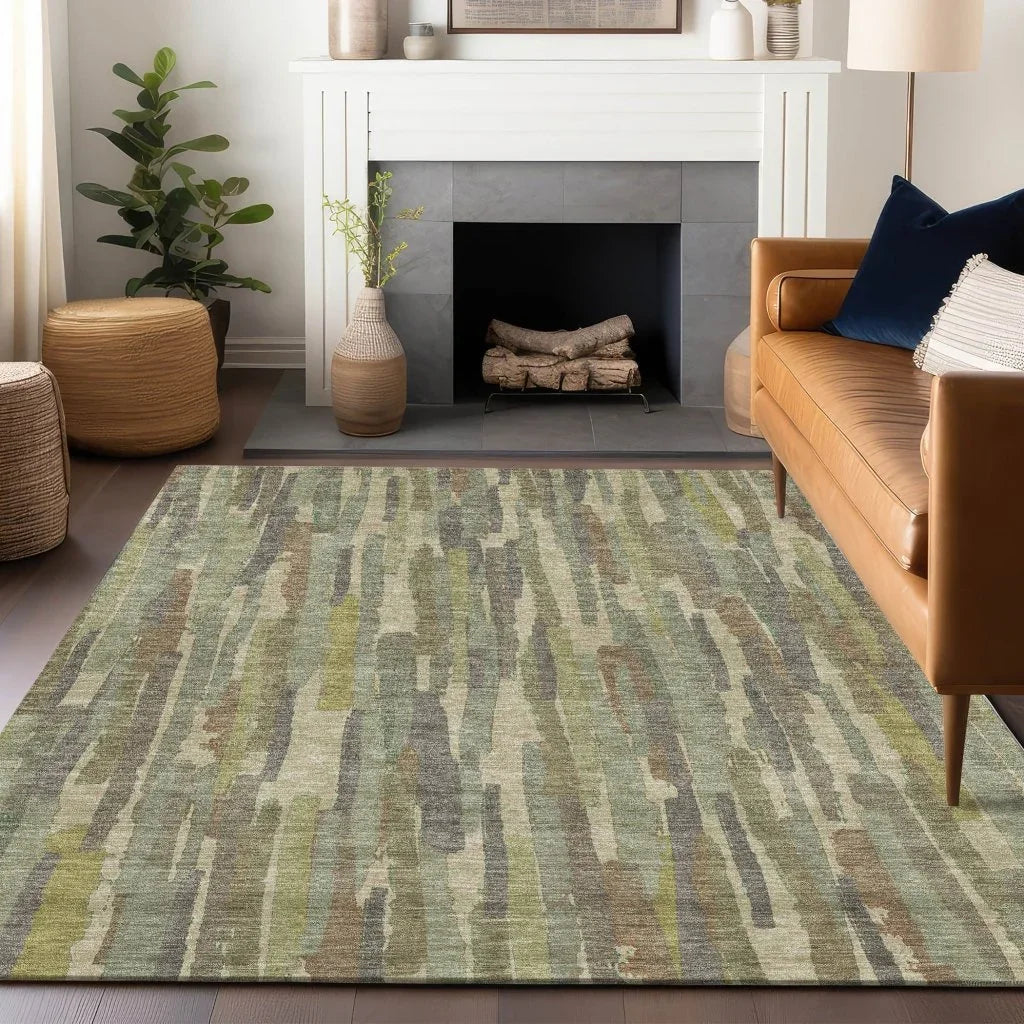 LOOMLAN Rugs Saharae Green Washable Indoor-Outdoor Rug