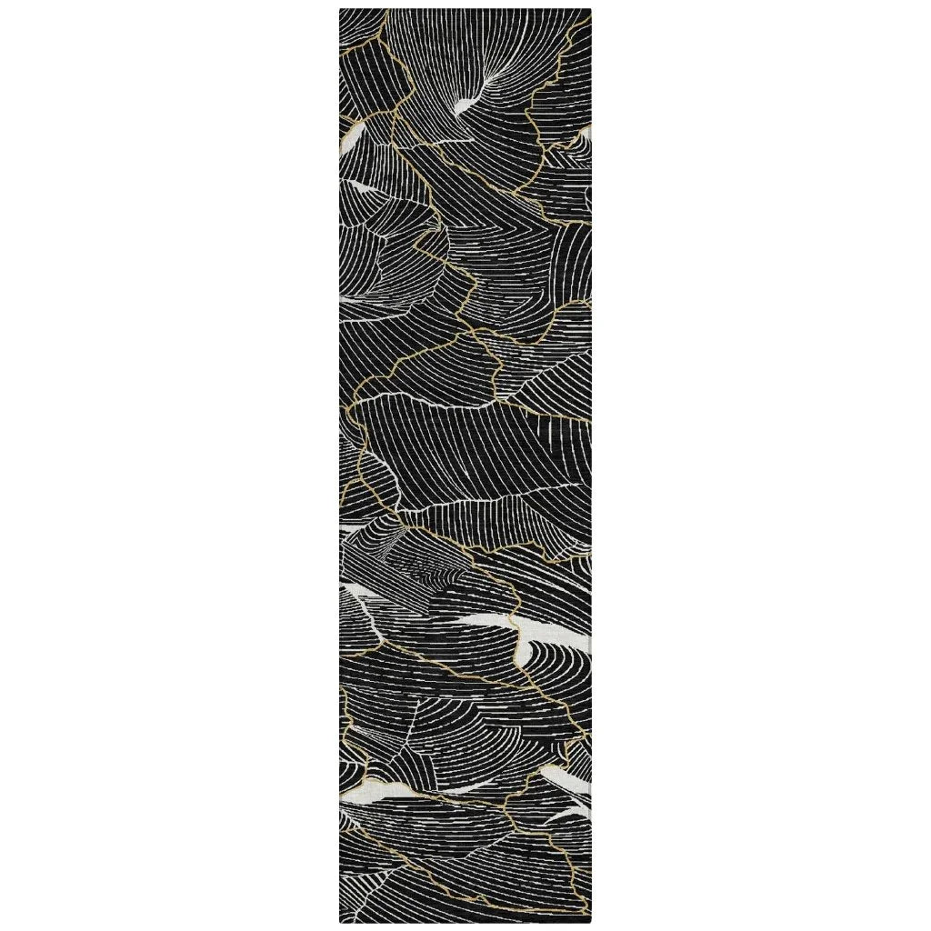 LOOMLAN Rugs Sahari Black Washable Indoor-Outdoor Rug