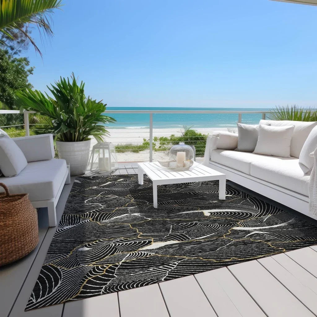 LOOMLAN Rugs Sahari Black Washable Indoor-Outdoor Rug