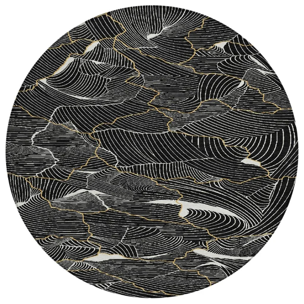 LOOMLAN Rugs Sahari Black Washable Indoor-Outdoor Rug