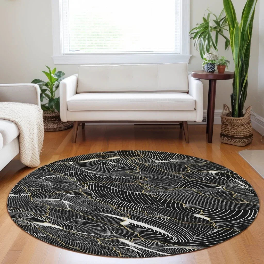 LOOMLAN Rugs Sahari Black Washable Indoor-Outdoor Rug