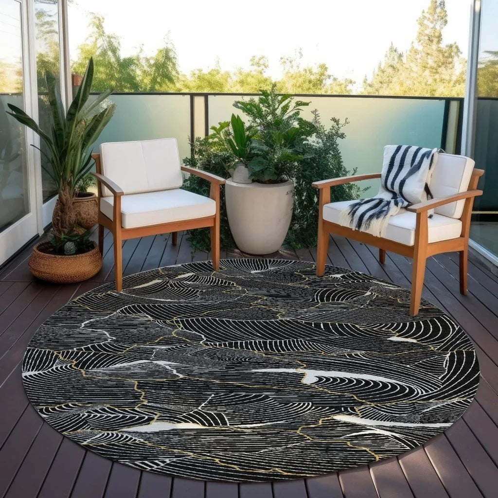 LOOMLAN Rugs Sahari Black Washable Indoor-Outdoor Rug