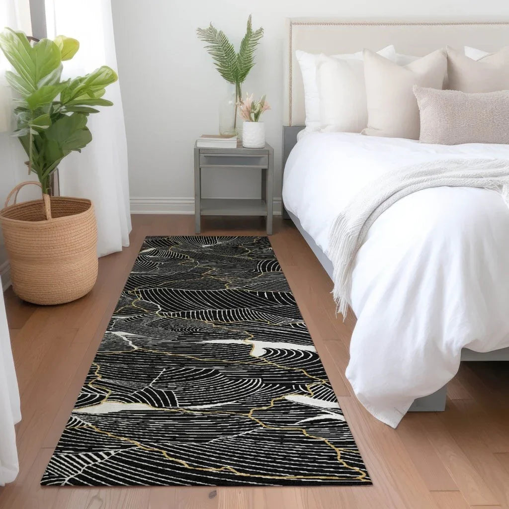 LOOMLAN Rugs Sahari Black Washable Indoor-Outdoor Rug