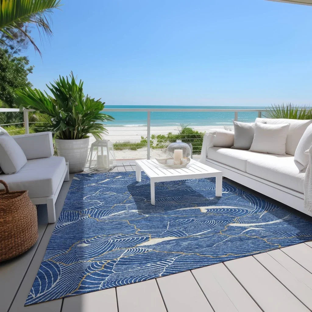 LOOMLAN Rugs Sahari Blue Washable Indoor-Outdoor Rug