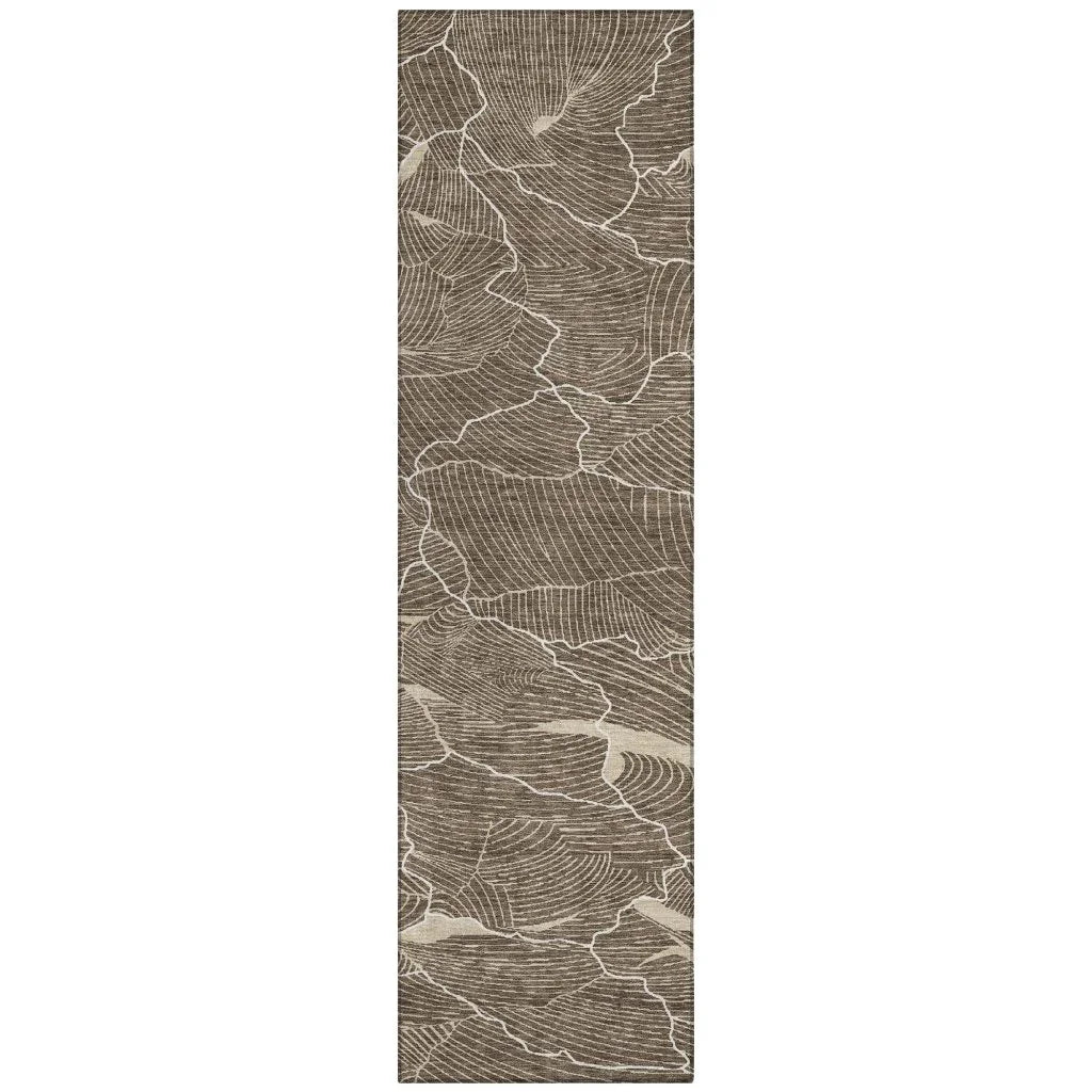 LOOMLAN Rugs Sahari Brown Washable Indoor-Outdoor Rug