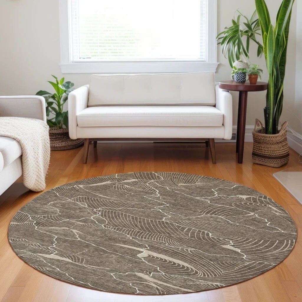 LOOMLAN Rugs Sahari Brown Washable Indoor-Outdoor Rug