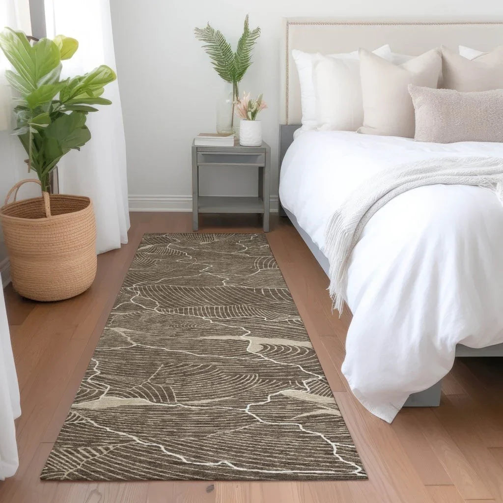 LOOMLAN Rugs Sahari Brown Washable Indoor-Outdoor Rug