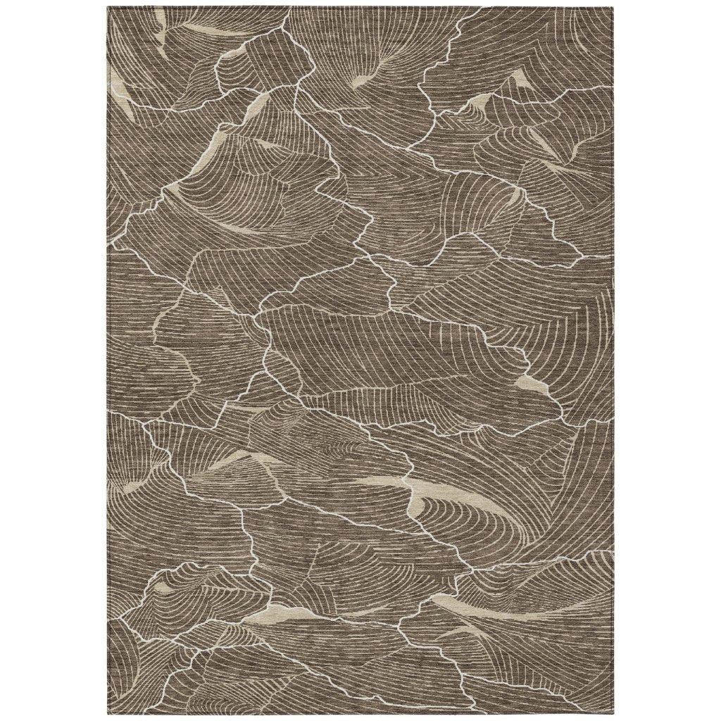 LOOMLAN Rugs Sahari Brown Washable Indoor-Outdoor Rug
