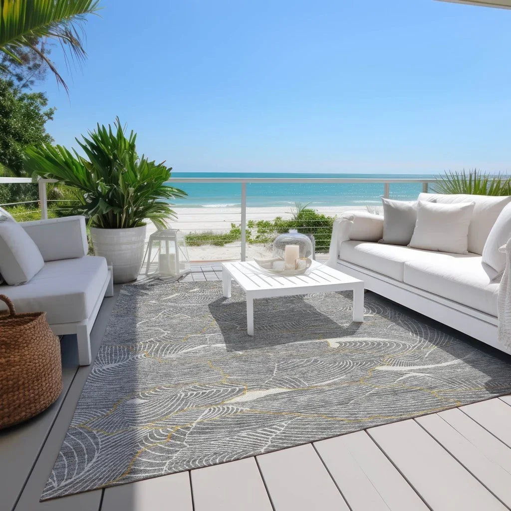 LOOMLAN Rugs Sahari Gray Washable Indoor-Outdoor Rug