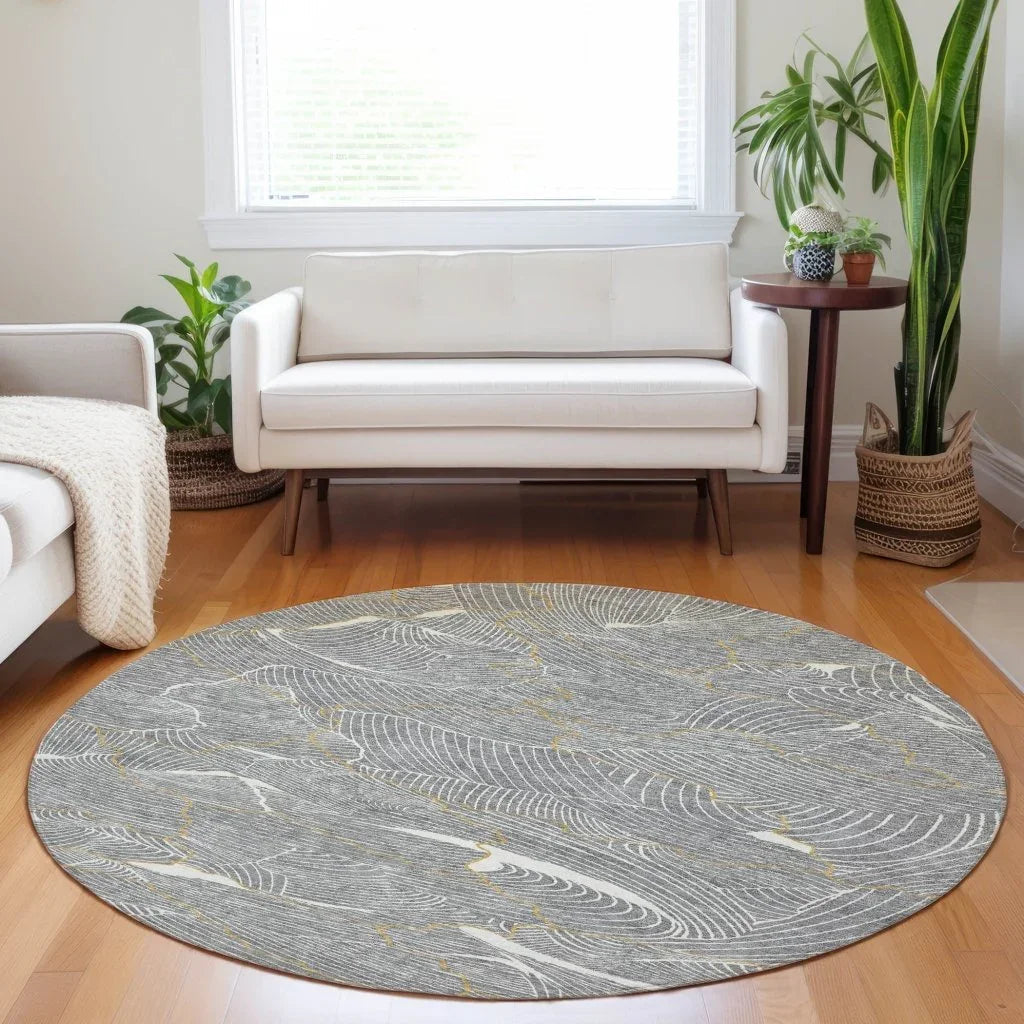 LOOMLAN Rugs Sahari Gray Washable Indoor-Outdoor Rug