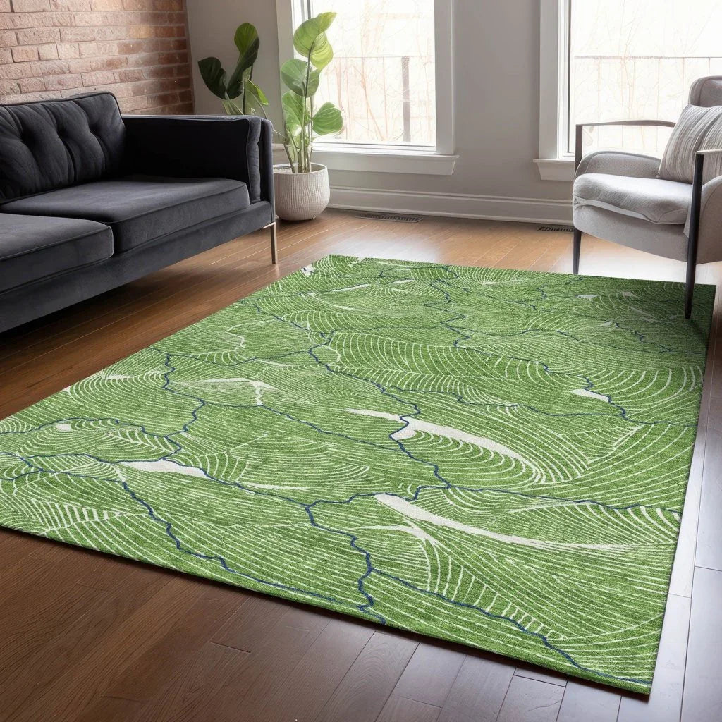 LOOMLAN Rugs Sahari Green Washable Indoor-Outdoor Rug