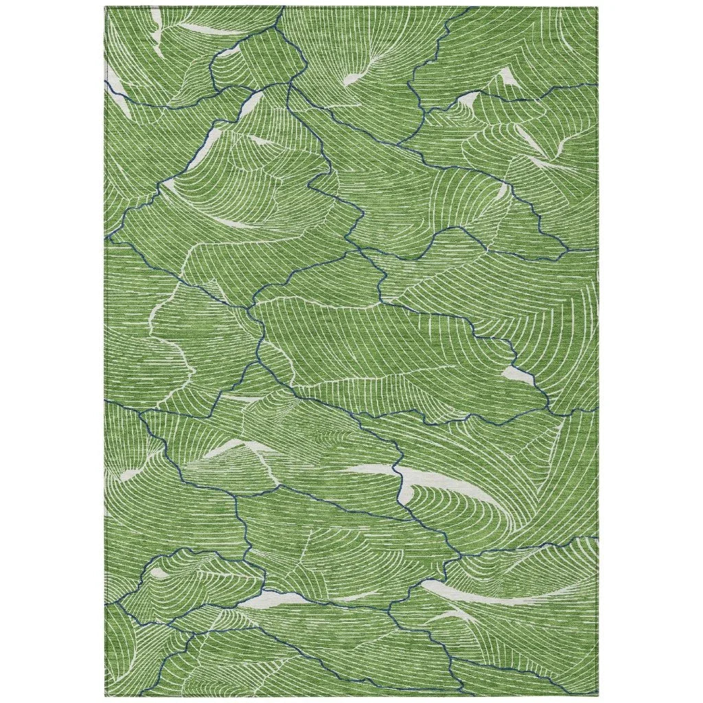 LOOMLAN Rugs Sahari Green Washable Indoor-Outdoor Rug