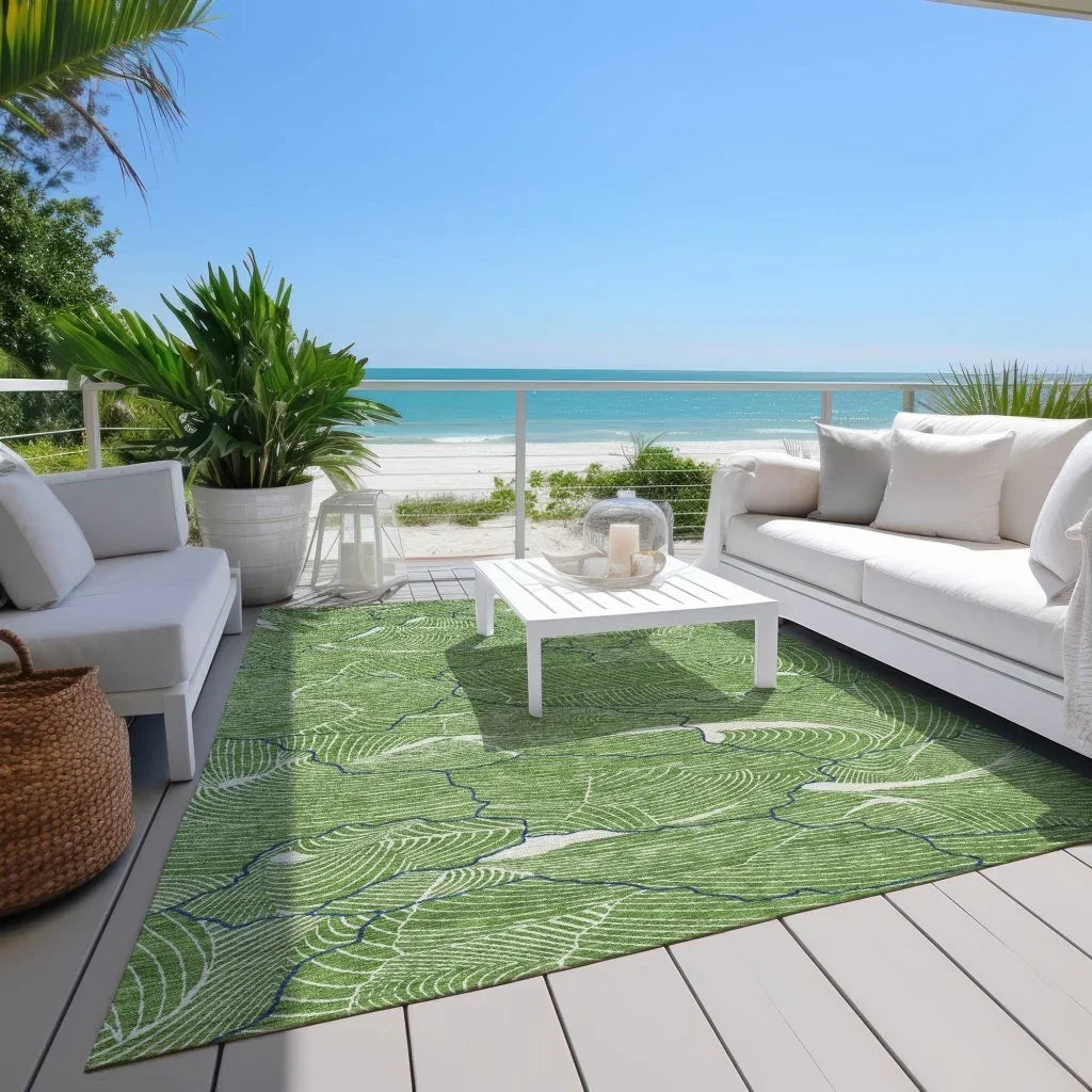 LOOMLAN Rugs Sahari Green Washable Indoor-Outdoor Rug