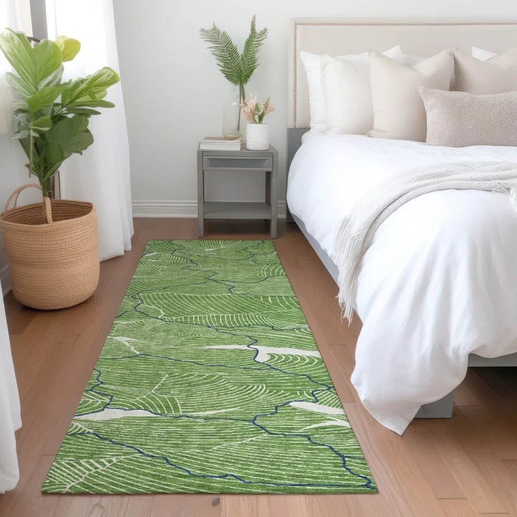 LOOMLAN Rugs Sahari Green Washable Indoor-Outdoor Rug