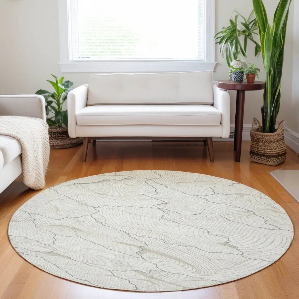 LOOMLAN Rugs Sahari Ivory Washable Indoor-Outdoor Rug