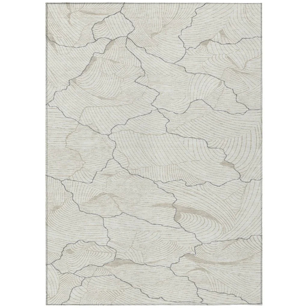 LOOMLAN Rugs Sahari Ivory Washable Indoor-Outdoor Rug