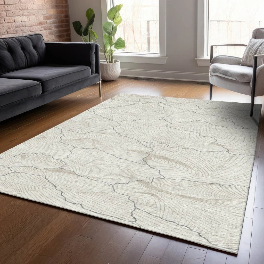 LOOMLAN Rugs Sahari Ivory Washable Indoor-Outdoor Rug