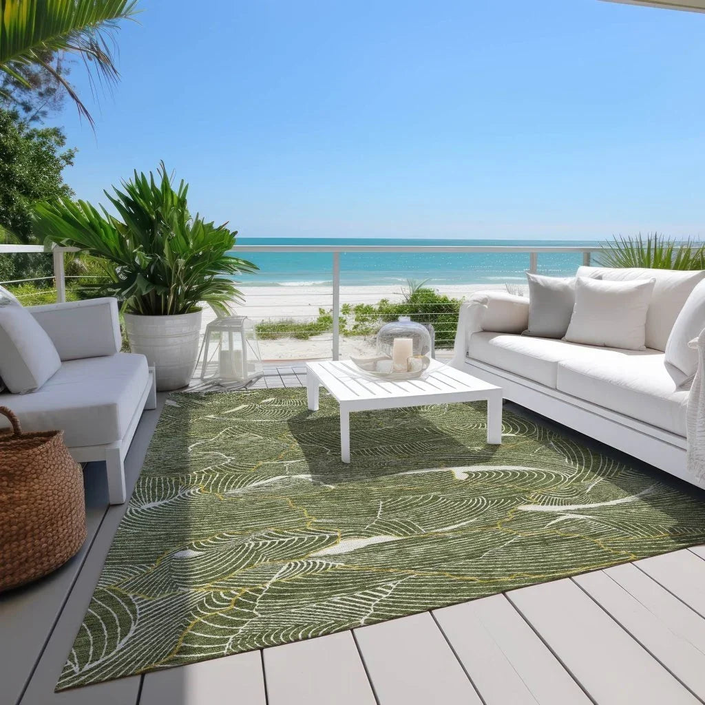 LOOMLAN Rugs Sahari Olive Washable Indoor-Outdoor Rug