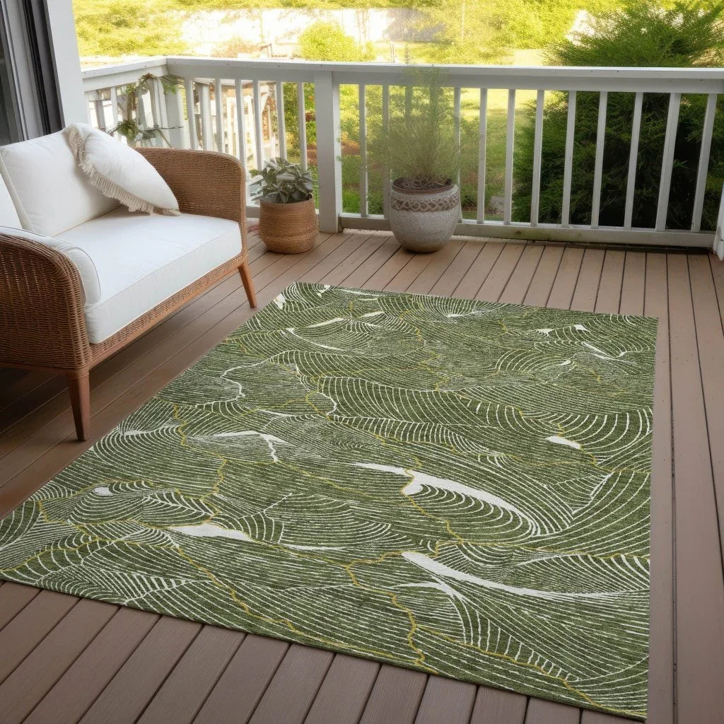 LOOMLAN Rugs Sahari Olive Washable Indoor-Outdoor Rug