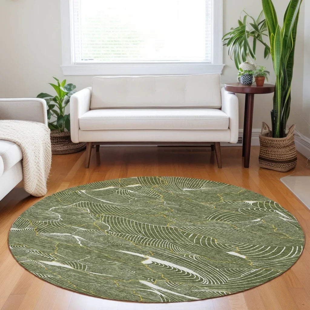 LOOMLAN Rugs Sahari Olive Washable Indoor-Outdoor Rug