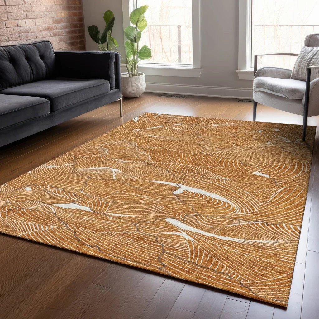 LOOMLAN Rugs Sahari Orange Washable Indoor-Outdoor Rug